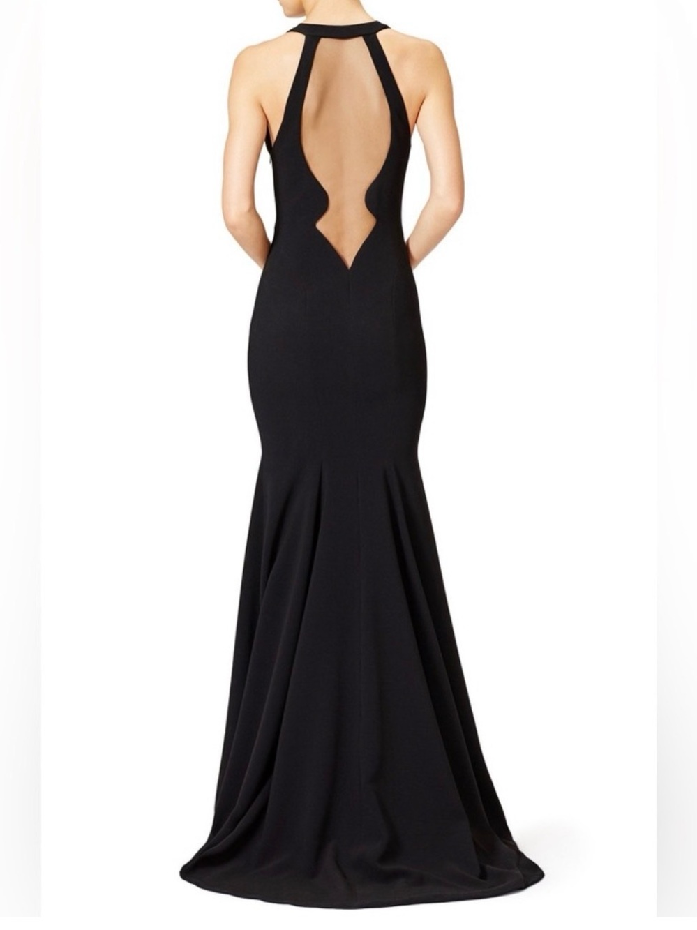 Theia Black Sleeveless V-Neck stunning back Mermaid Maxi Dress size 6 - Picture 2 of 12
